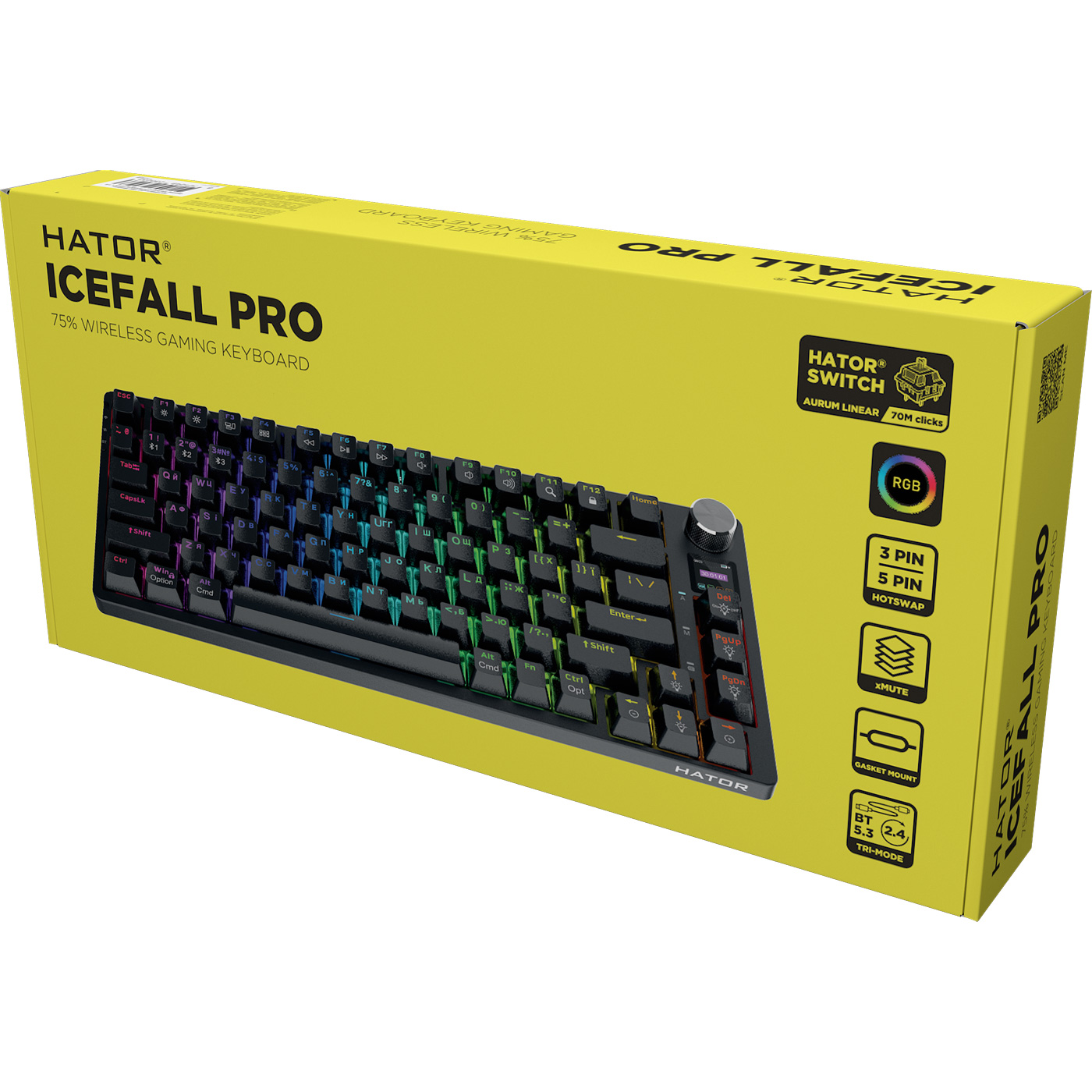 Клавіатура бездротова HATOR Icefall Pro Wireless Aurum Orange Switch Black (HTK450UA)