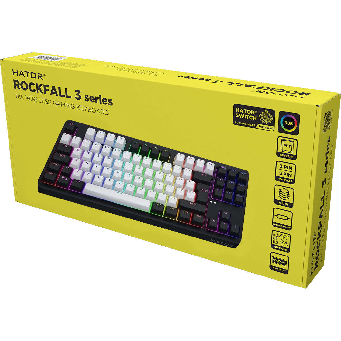 Клавіатура бездротова HATOR Rockfall 3 TKL Wireless Aurum Orange Switch Black (HTK850EU)