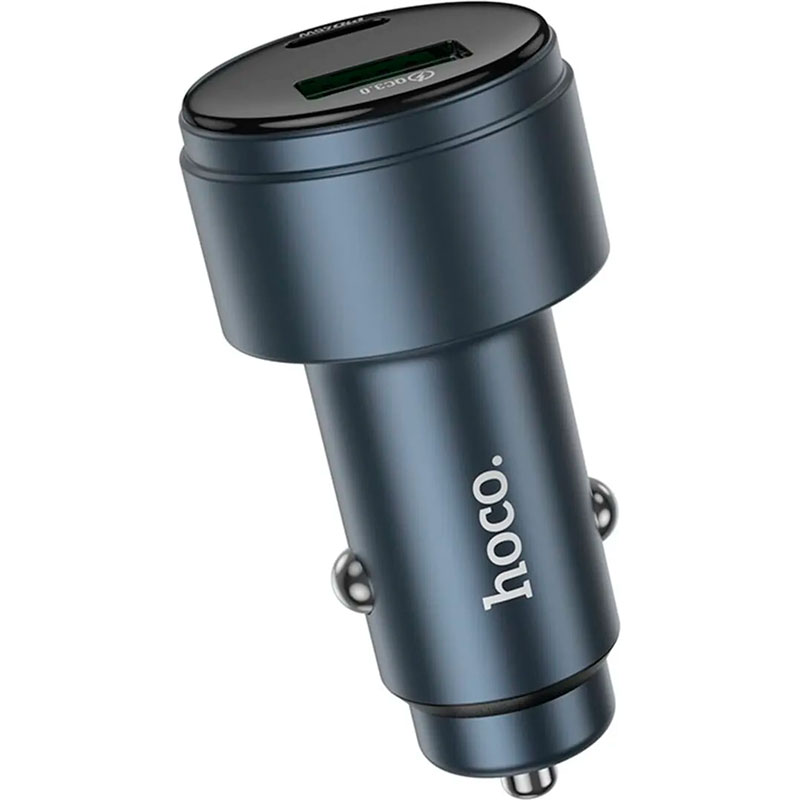 Автомобільний зарядний пристрій HOCO Z57B Glorious 1xUSB-A, 1xUSB-C, PD45W, QC3.0 Metal Gray (6942007633161)