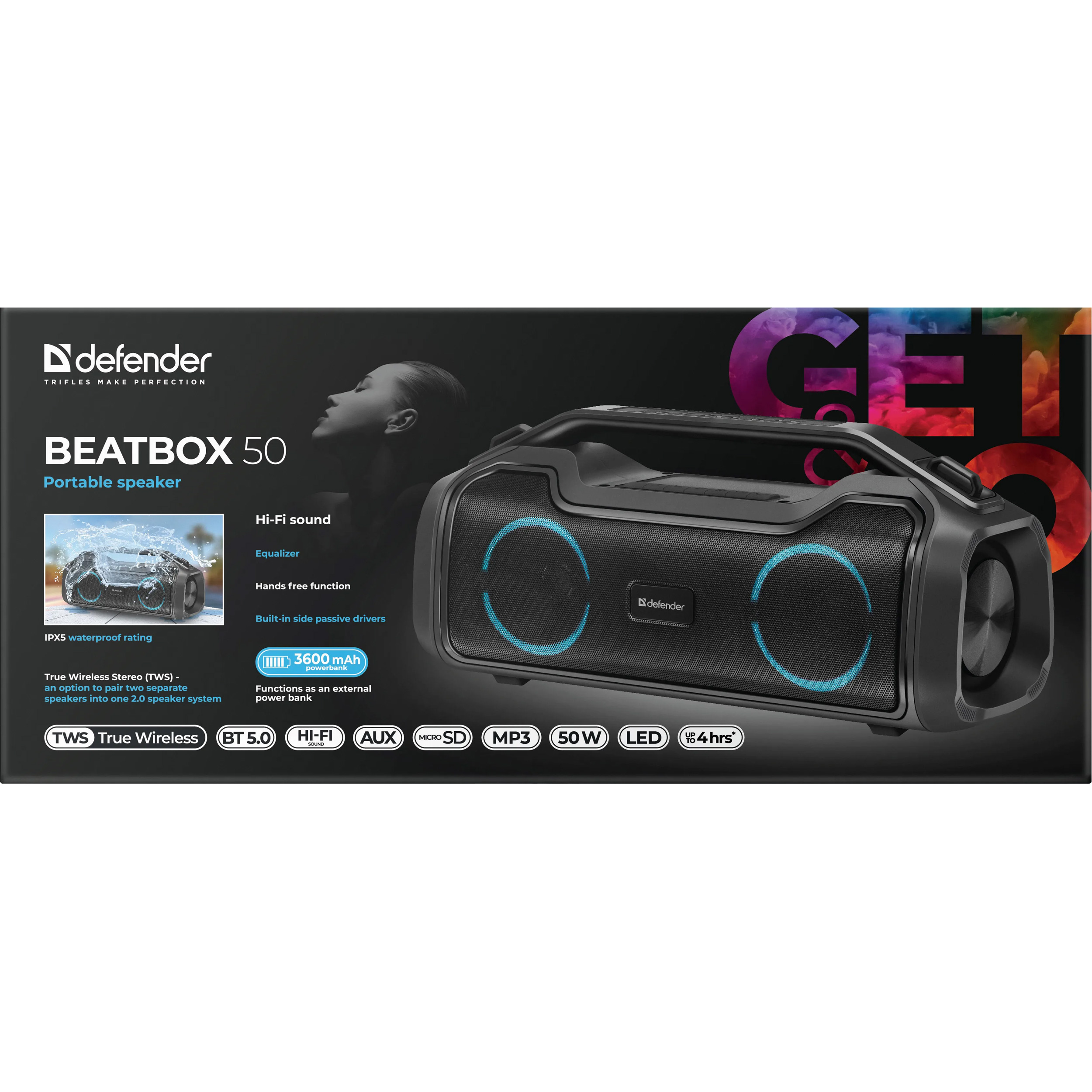 Бумбокс DEFENDER Beatbox 50 Black (65950)