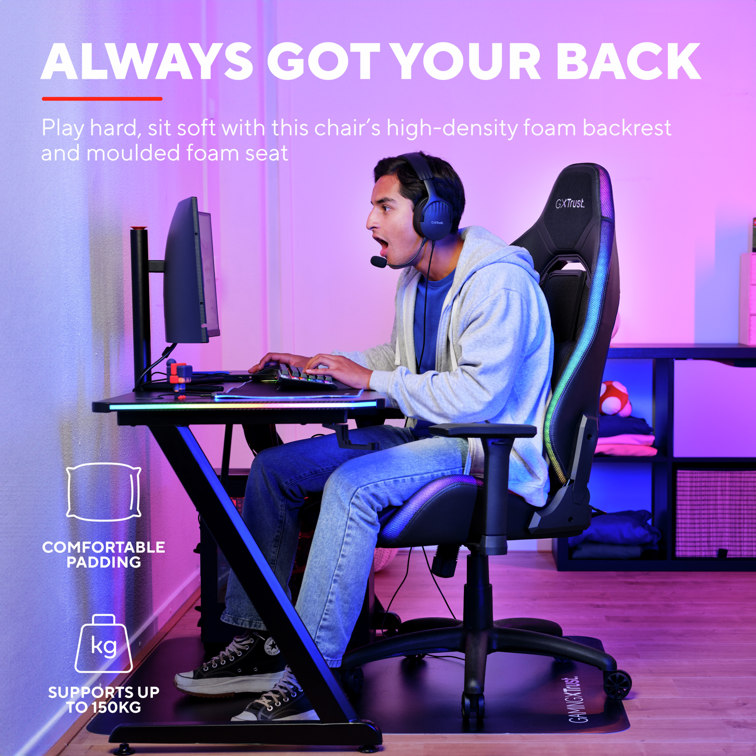Кресло геймерское TRUST Gaming GXT719 Ruya Black (25185)