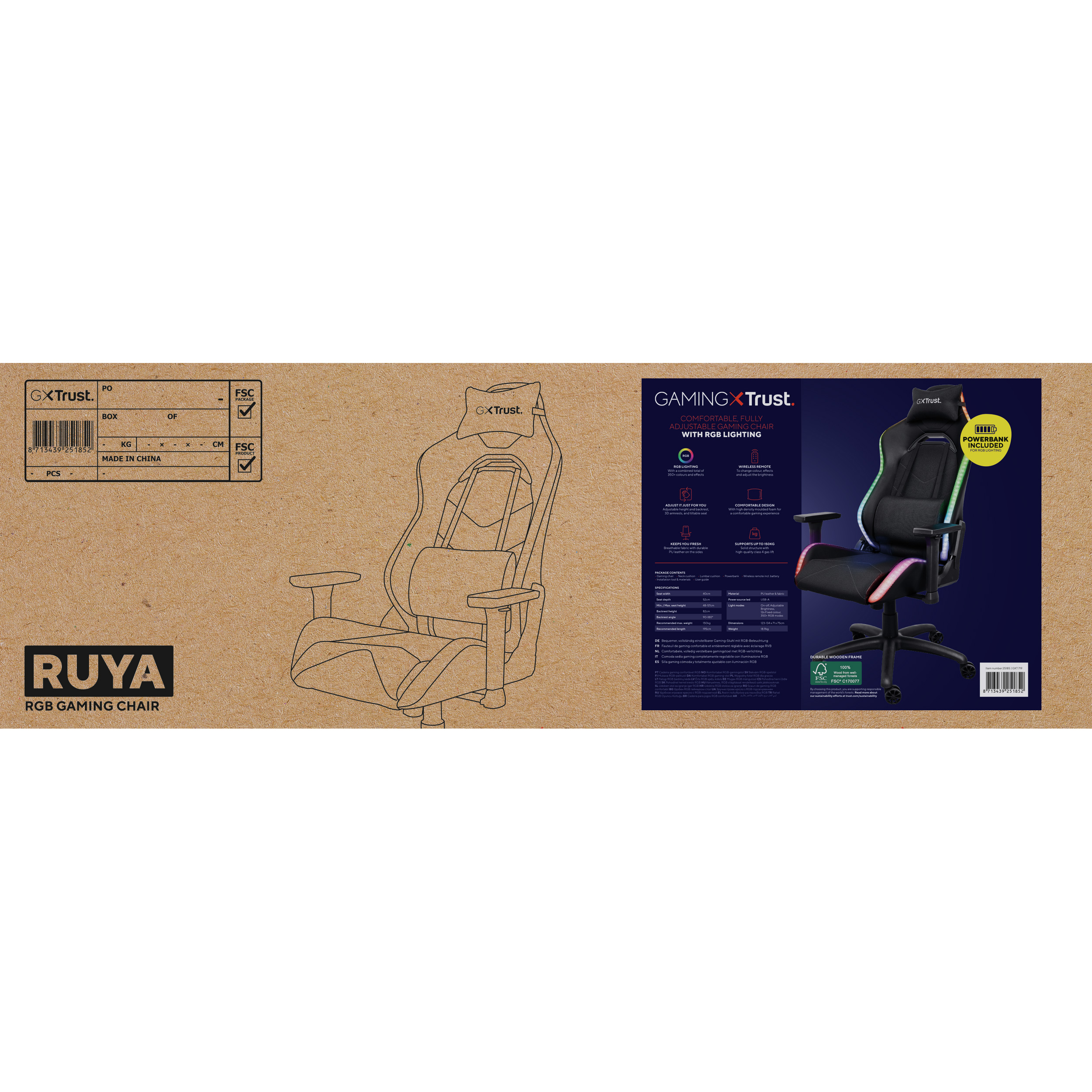 Кресло геймерское TRUST Gaming GXT719 Ruya Black (25185)