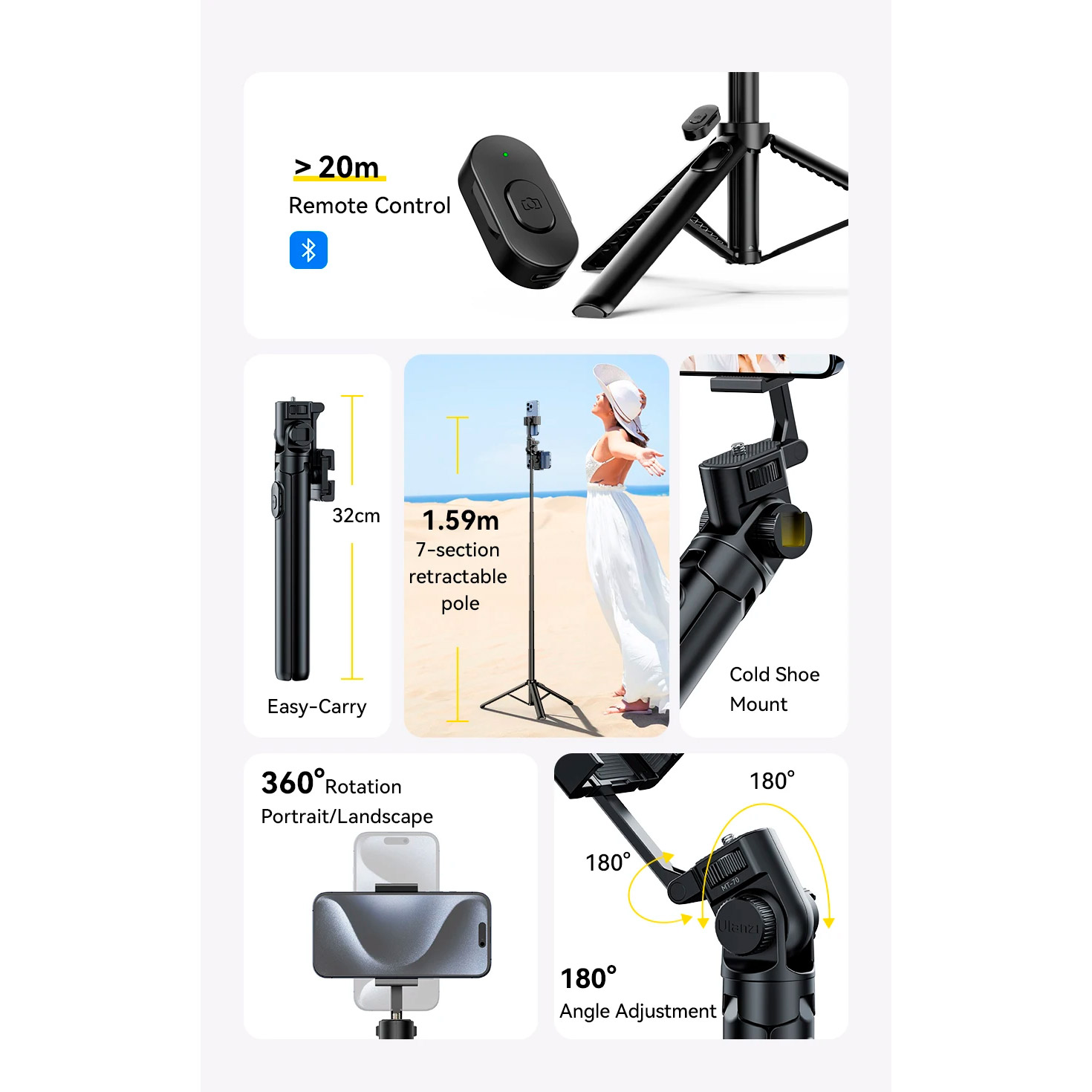Монопод-трипод ULANZI MT-70 Selfie Stick Tripod with Remote (T027GBB1)