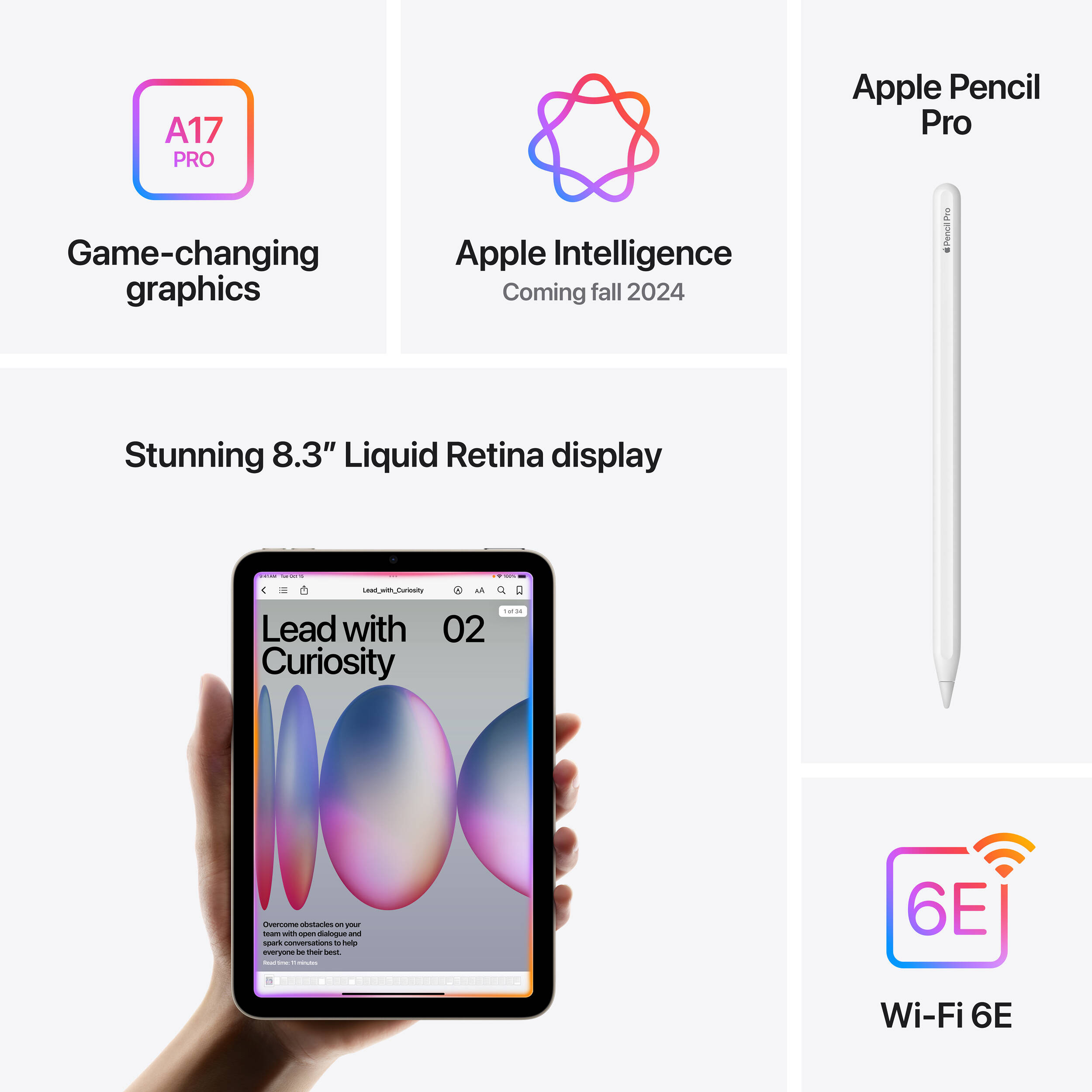 Планшет APPLE iPad mini 7 Wi-Fi 128GB Starlight (MXN83NF/A)