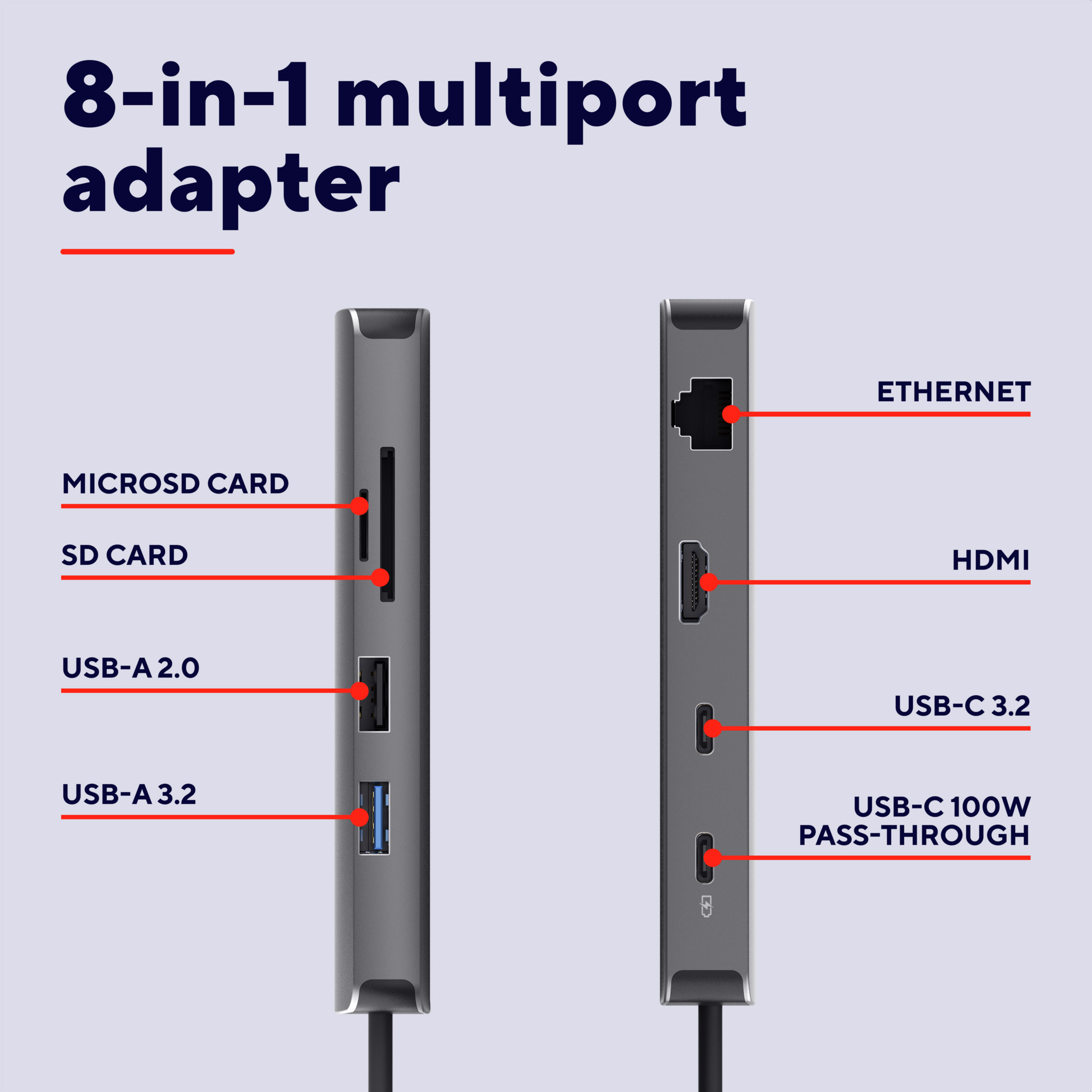 Порт-реплікатор TRUST Dalyx 8-in-1 Multiport Adapter (25672)