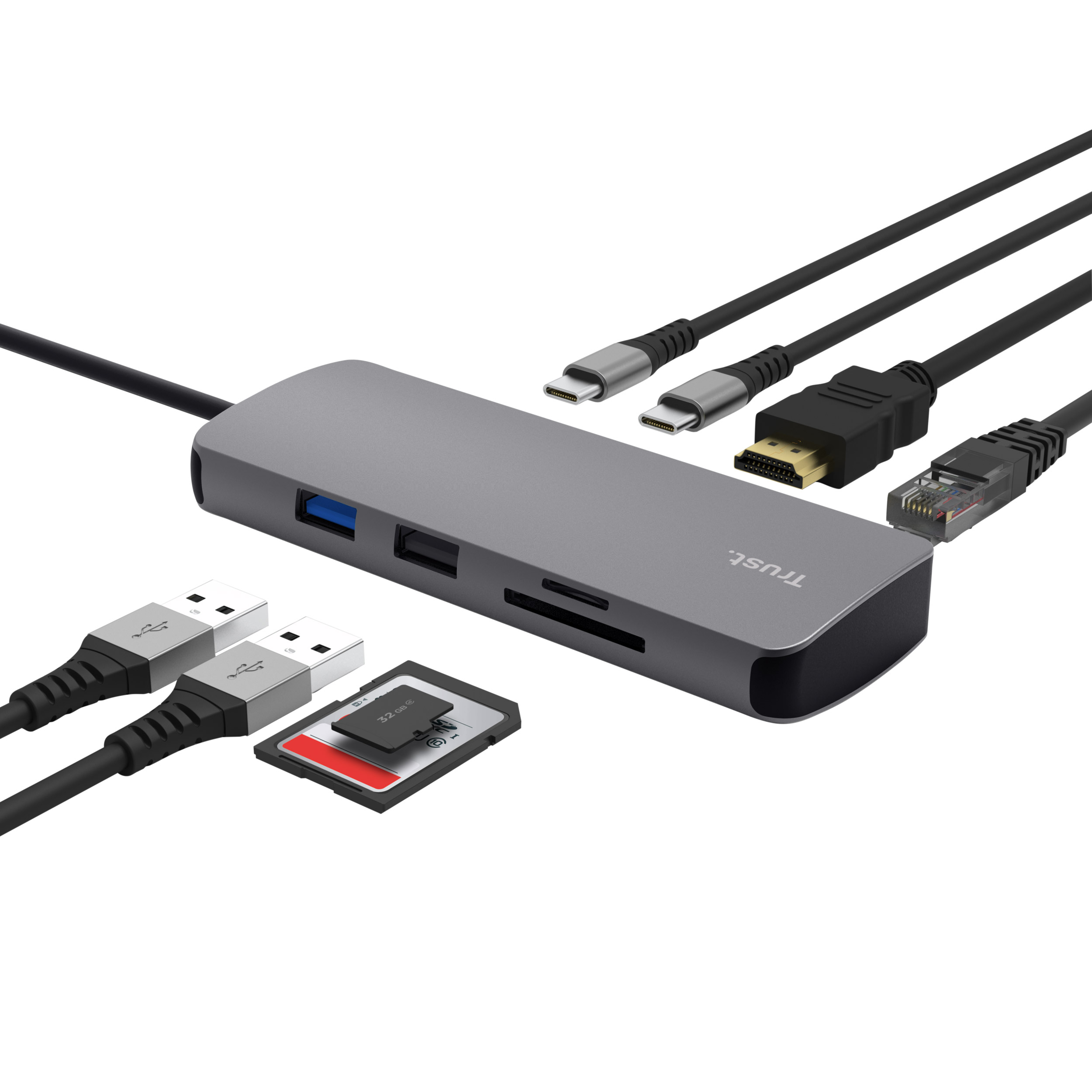 Порт-реплікатор TRUST Dalyx 8-in-1 Multiport Adapter (25672)