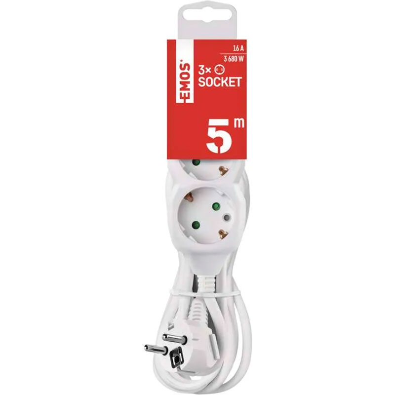 Удлинитель EMOS P0325R White, 3 розетки, 5м