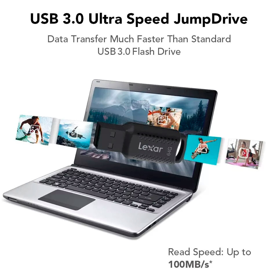 Флешка 64GB LEXAR JumpDrive V400 USB 3.0 Black (LJDV400064G-BNBNG)
