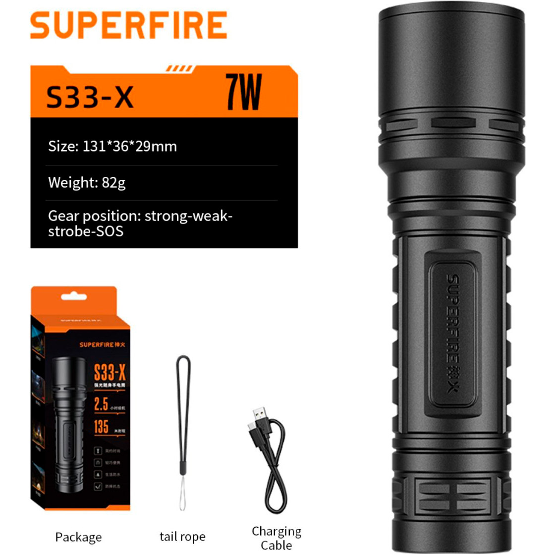 Фонарь SUPERFIRE S33-X Black
