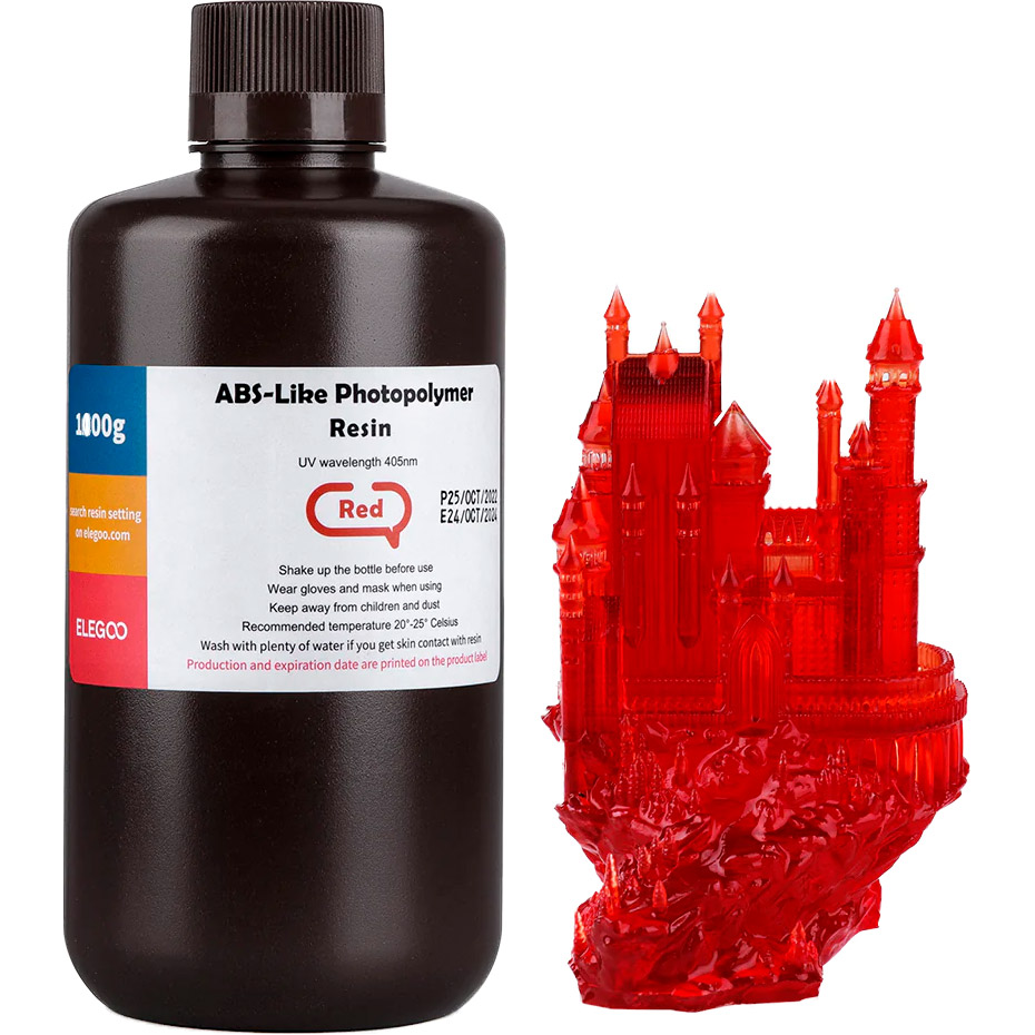 Фотополімерна смола для 3D принтера ELEGOO ABS-Like, 1кг, Clear Red (50.103.0109)
