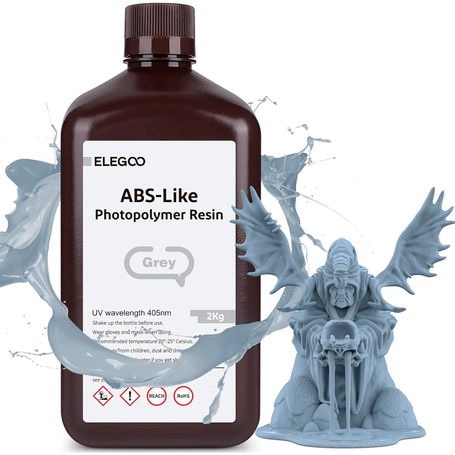 Фотополімерна смола для 3D принтера ELEGOO ABS-Like, 2кг, Gray (50.103.0262)