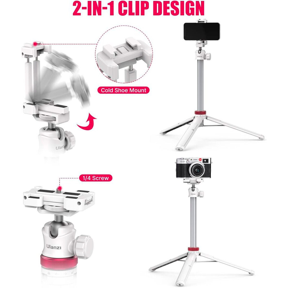Штатив ULANZI MT-44 Multi-Functional Mini Tripod White (2503A)