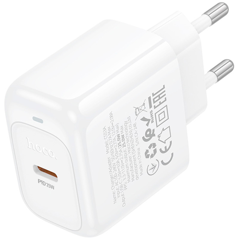 Зарядное устройство HOCO CS53A Surplus 1xUSB-C, PD25W White (6942007631488)