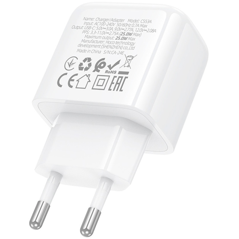 Зарядное устройство HOCO CS53A Surplus 1xUSB-C, PD25W White (6942007631488)