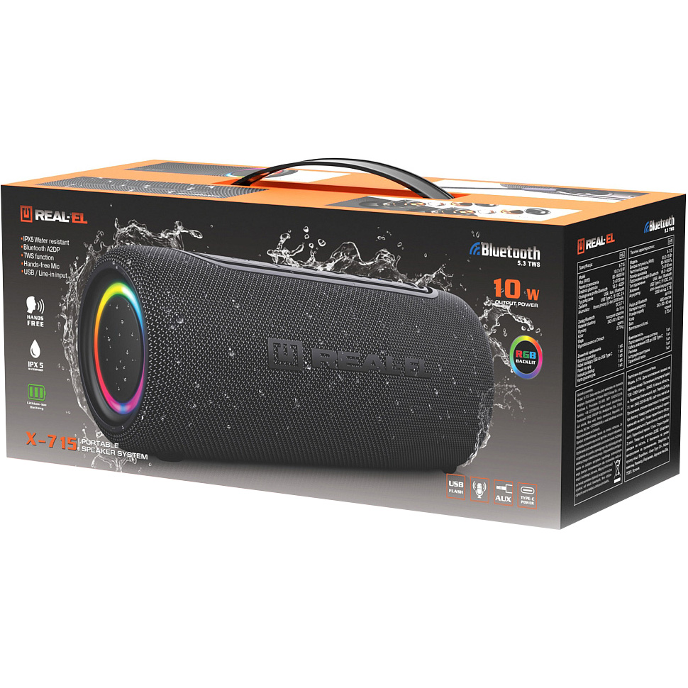 Портативная колонка REAL-EL X-715 Black