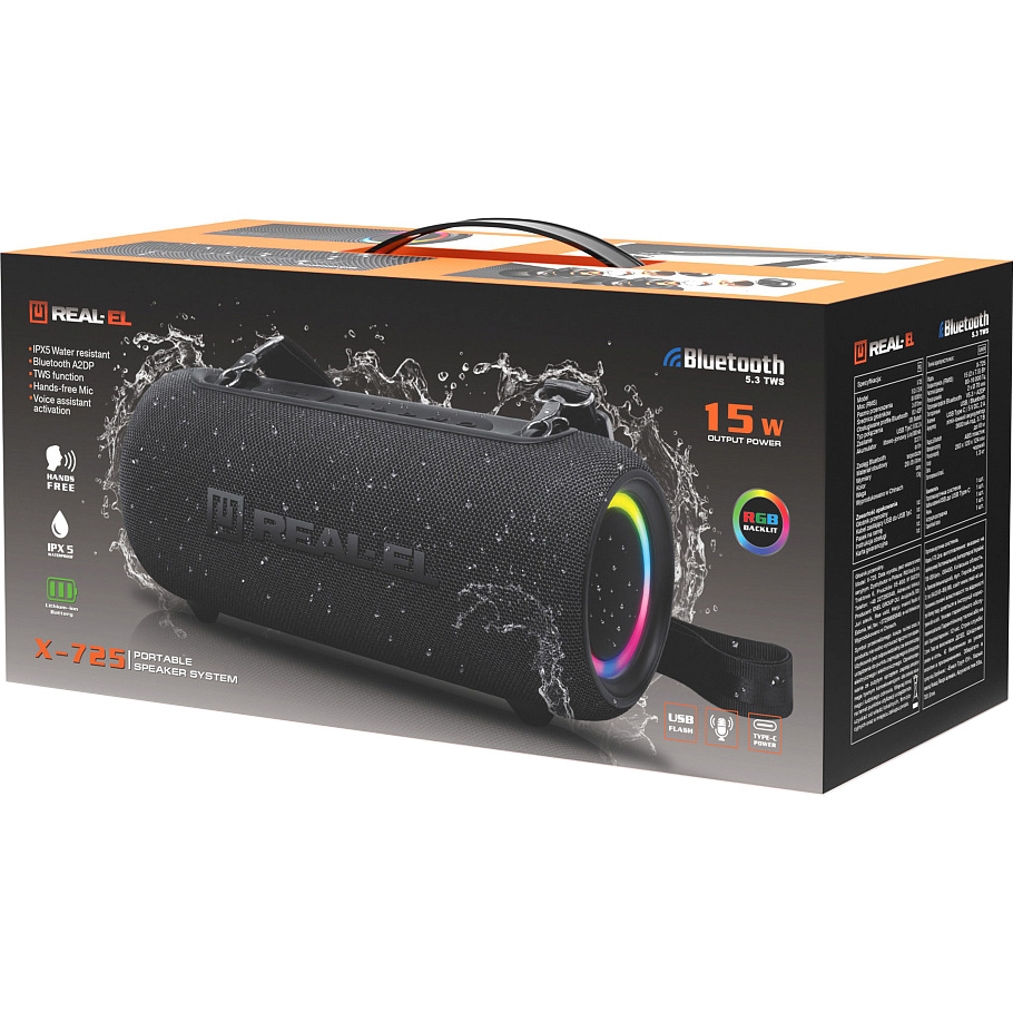 Портативная колонка REAL-EL X-725 Black