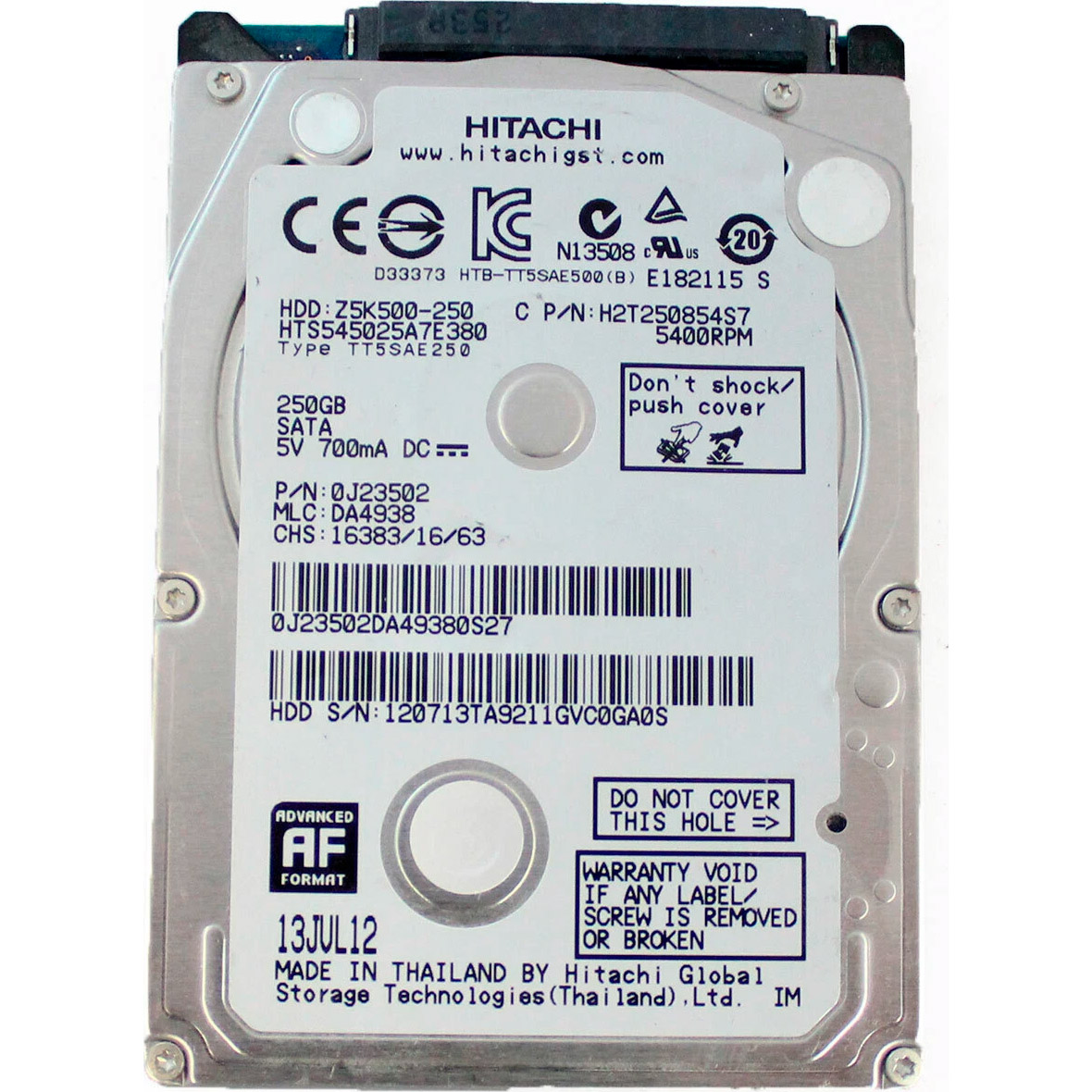 Жорсткий диск 2.5" HITACHI (HGST) by WD Travelstar Z5K500 250GB SATA/8MB (HTS545025A7E380)