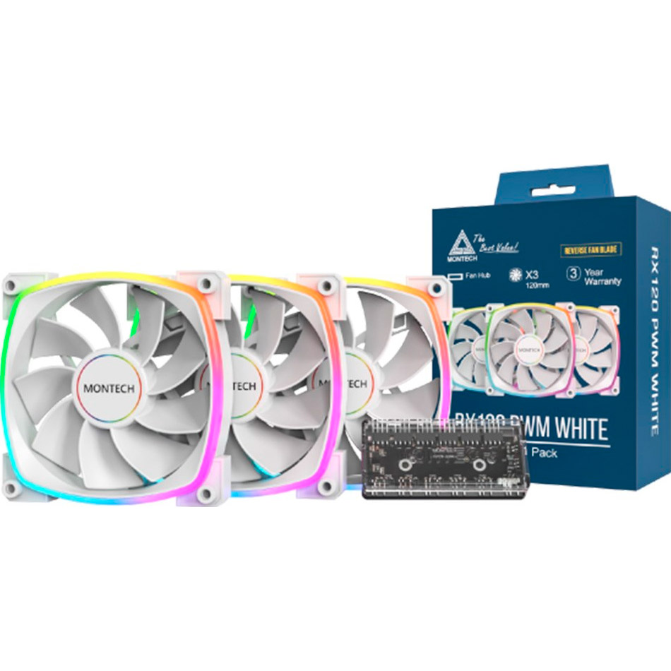 Комплект вентиляторов MONTECH RX120 PWM White 3-Pack