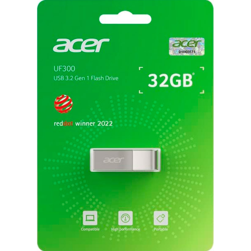 Флэшка 32GB ACER UF300 USB 3.2 Silver (BL.9BWWA.517)