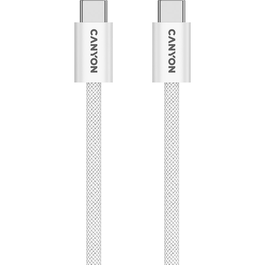 Кабель CANYON Onwire 60MG Type-C to Type-C Magnet Braided 60W 1м White (CND-CCMG60AB15W)