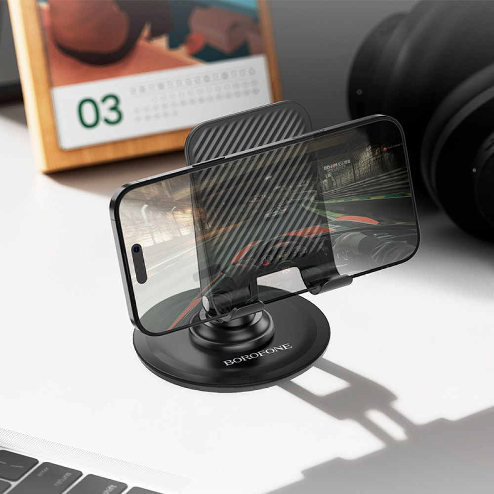 Підставка для смартфона BOROFONE BH128 Admirado Dual-Axis Rotating Desktop Stand Black