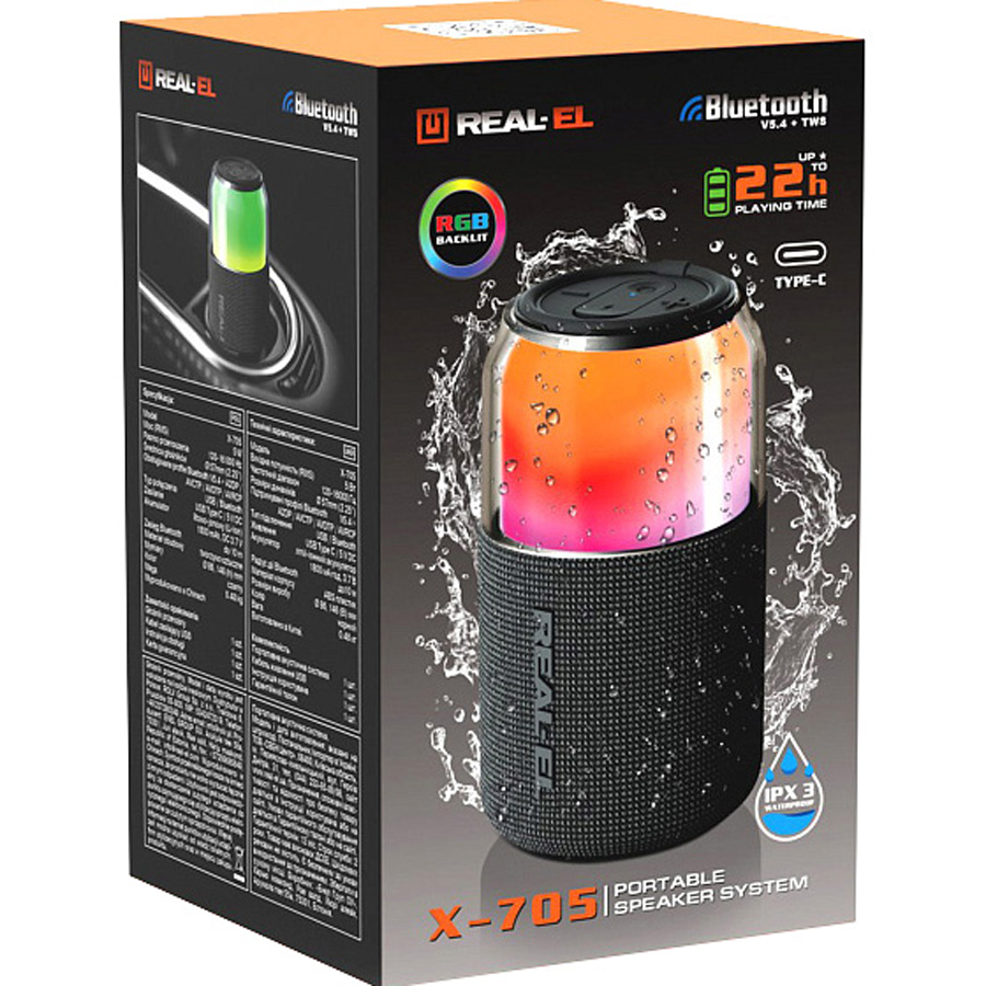 Портативна колонка REAL-EL X-705 Black