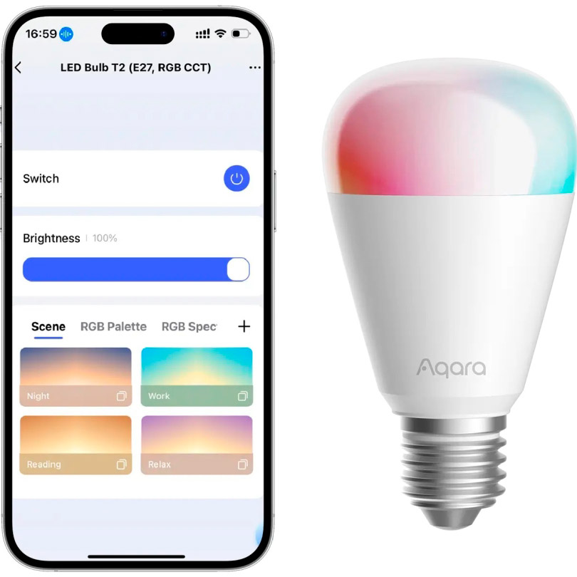 Розумна лампа AQARA T2 Multicolor E27 10.5W 2700-6500K (LB-L02D)