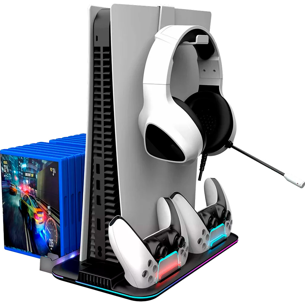 Зарядная станция CANYON CS-51 RGB PS5 Slim/DE Charge Black для PS5 Slim (CND-CSPS5B-1)