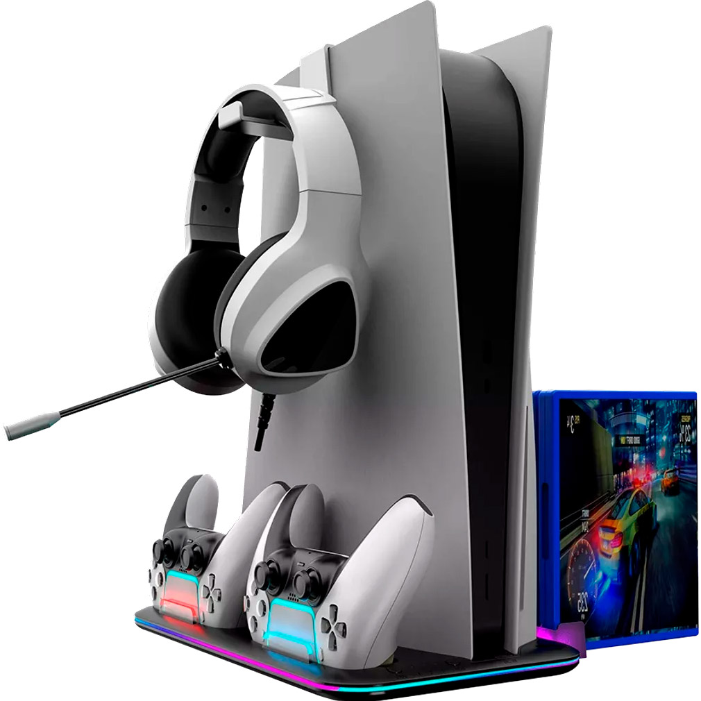 Зарядная станция CANYON CS-51 RGB PS5 Slim/DE Charge Black для PS5 Slim (CND-CSPS5B-1)