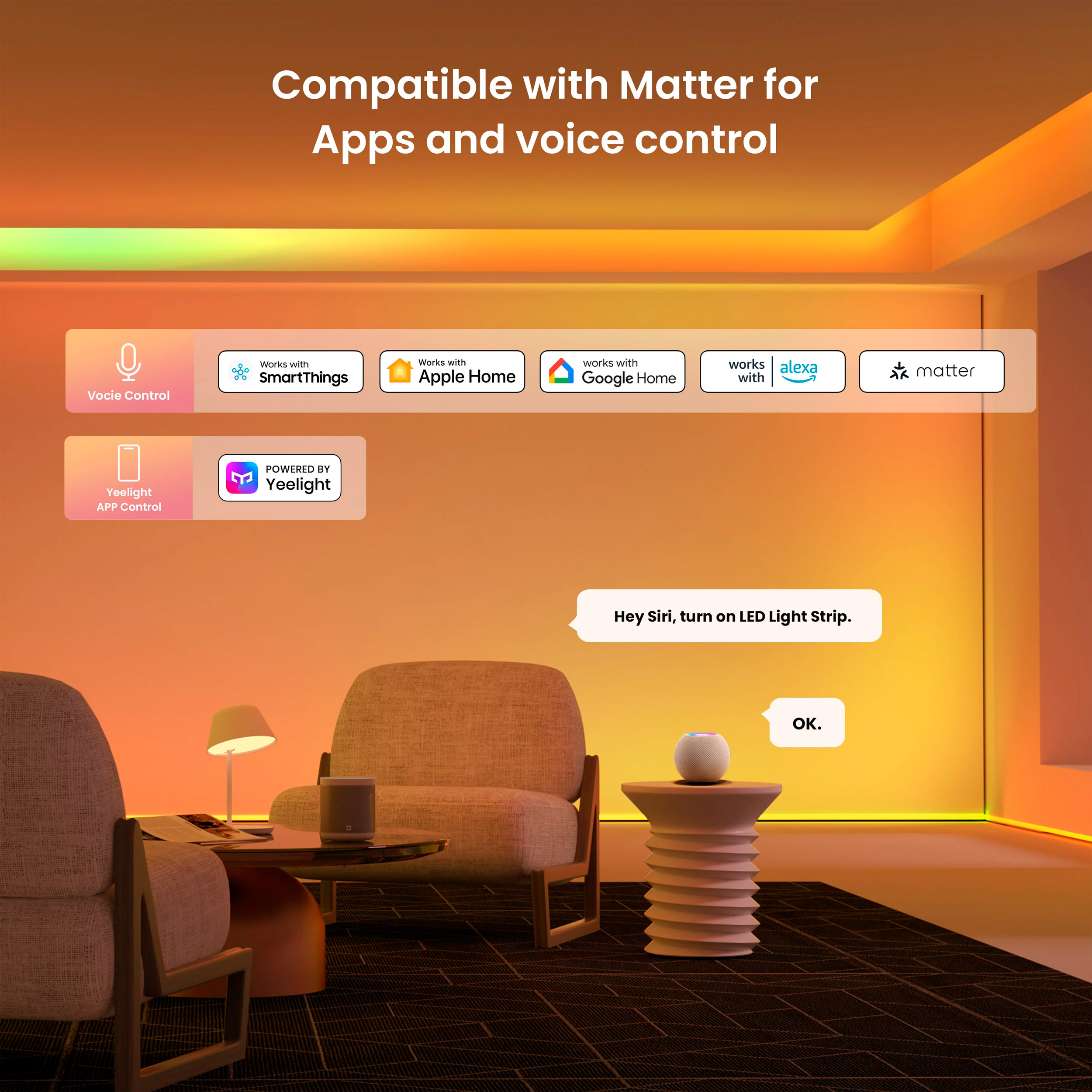 Подовжувач світлодіодної стрічки YEELIGHT Obsid RGBIC Lightstrip Extension RGBIC 1м (YLFWD-0026)