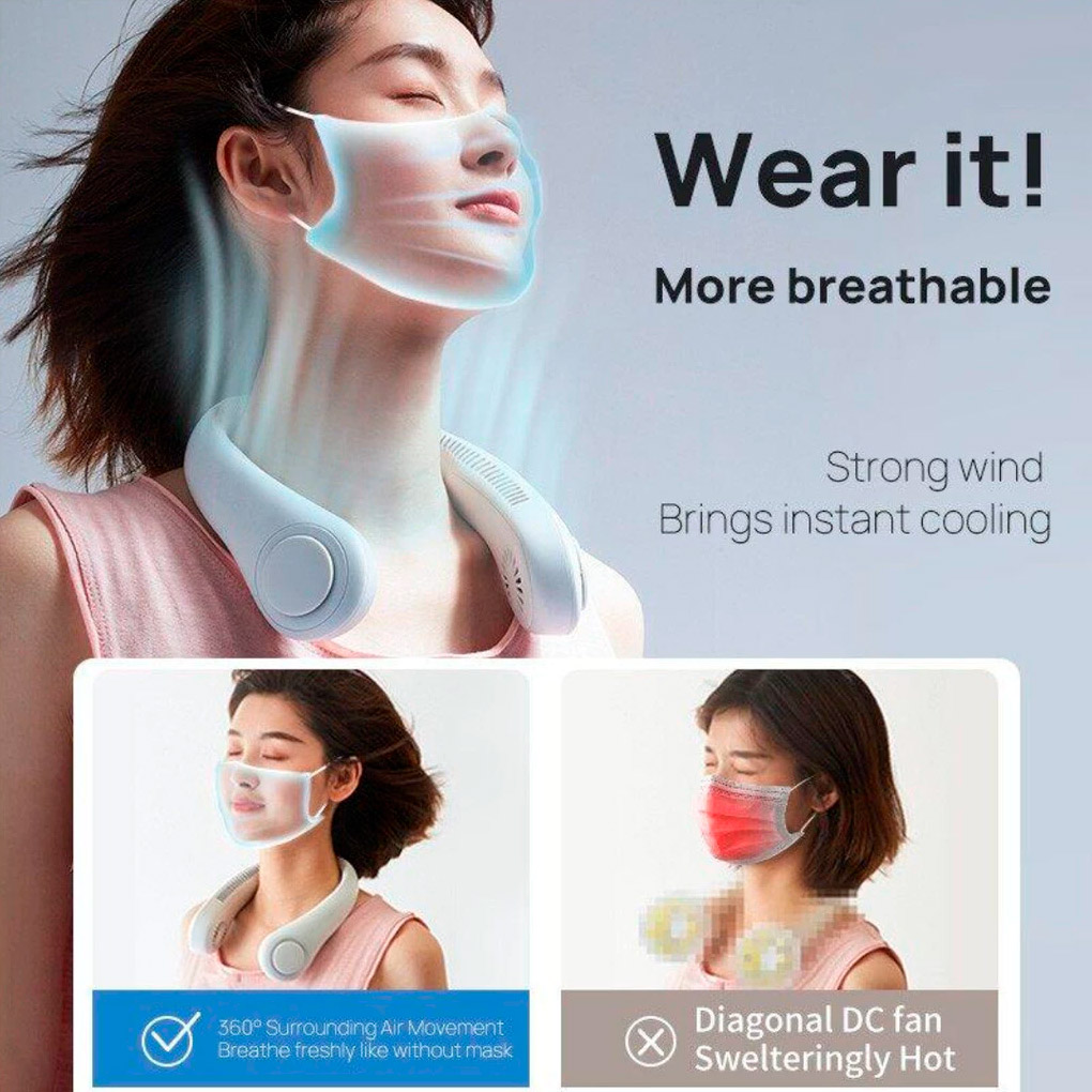 Портативний вентилятор на шею VOLTRONIC Neck Fan X5 Mixed Color