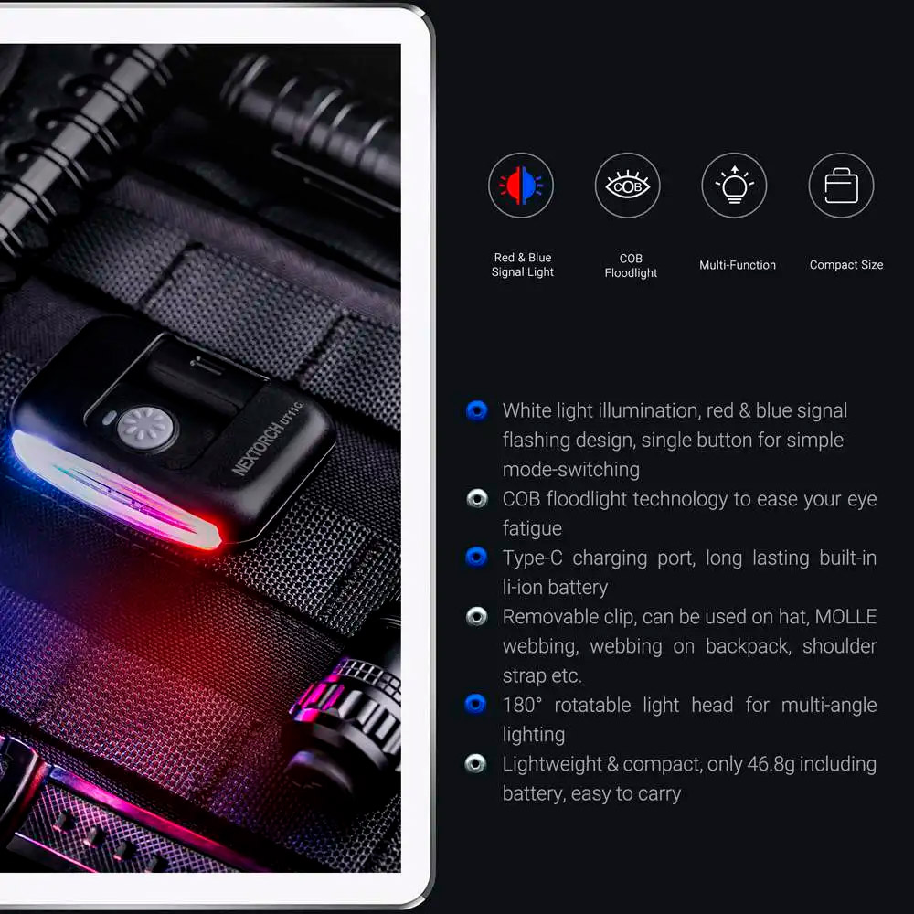 Ліхтар мультифункціональний NEXTORCH UT11C Type-C Rechargeable Signal Light