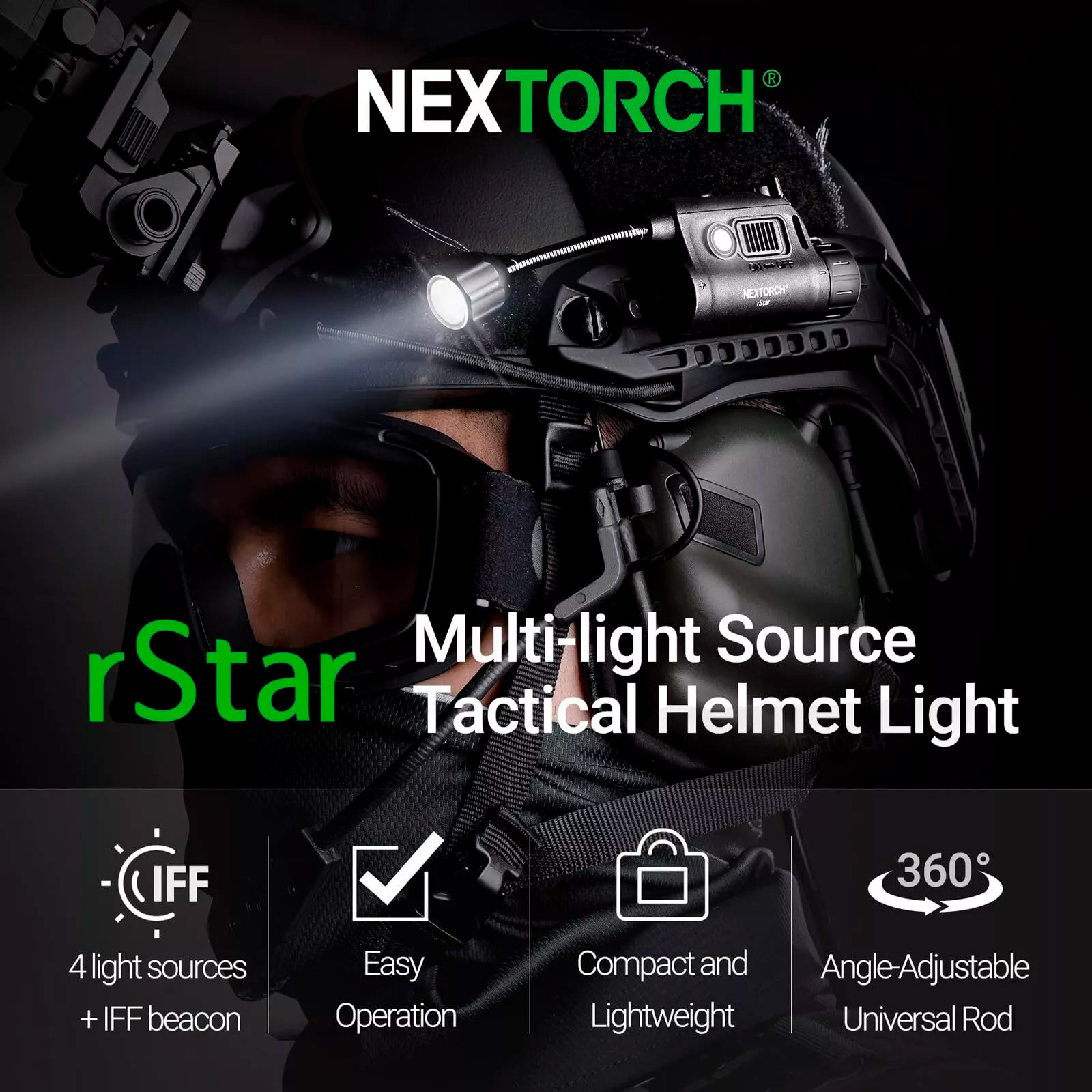 Фонарь тактический на шлем NEXTORCH rStar Multi-light Source Tactical Helmet Light