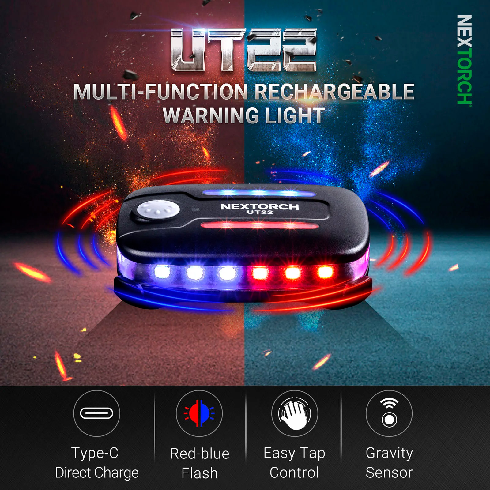Ліхтар тактичний на шолом NEXTORCH UT22 Multi-Function Rechargeable Warning Light