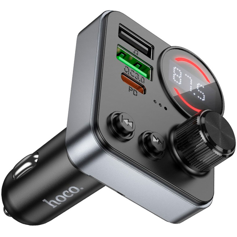 FM-трансмітер HOCO E86 Alegria PD30W+QC3.0 Car Charger with FM Transmitter Black