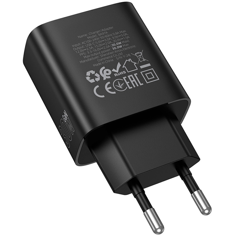 Зарядний пристрій BOROFONE BA97A Ilustre 1xUSB-C, PD30W, QC3.0 Black