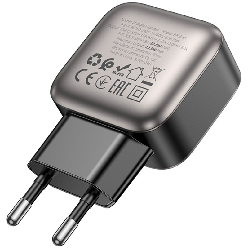 Зарядний пристрій BOROFONE BAS53A Absolute 1xUSB-C, PD20W, QC3.0 Black