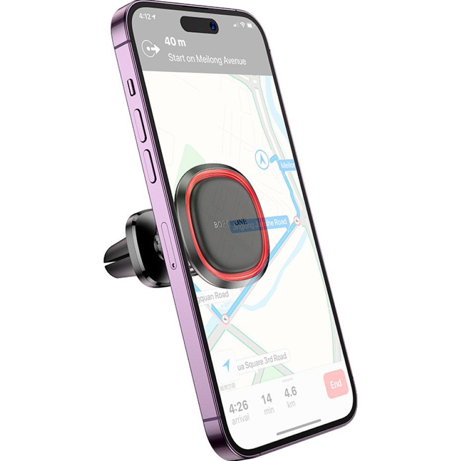 Автотримач для смартфона BOROFONE BH124 Roman Magnetic Car Holder Air Outlet Black/Red