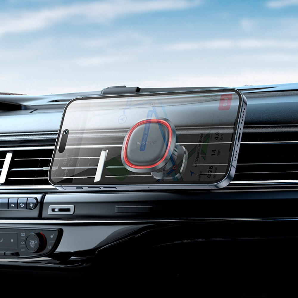 Автотримач для смартфона BOROFONE BH124 Roman Magnetic Car Holder Air Outlet Black/Red