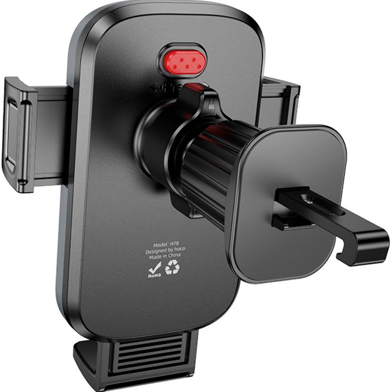 Автодержатель для смартфона HOCO H78 Vista Push-Type Car Holder Air Outlet Black Metal Gray