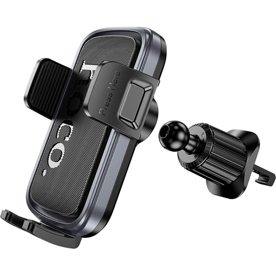 Автодержатель для смартфона HOCO H78 Vista Push-Type Car Holder Air Outlet Black Metal Gray