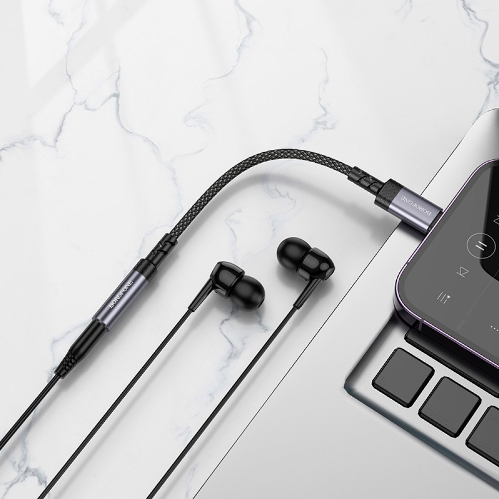 Адаптер BOROFONE BV24 Graceful Digital Audio Adapter Cable Lightning - AUX Gray