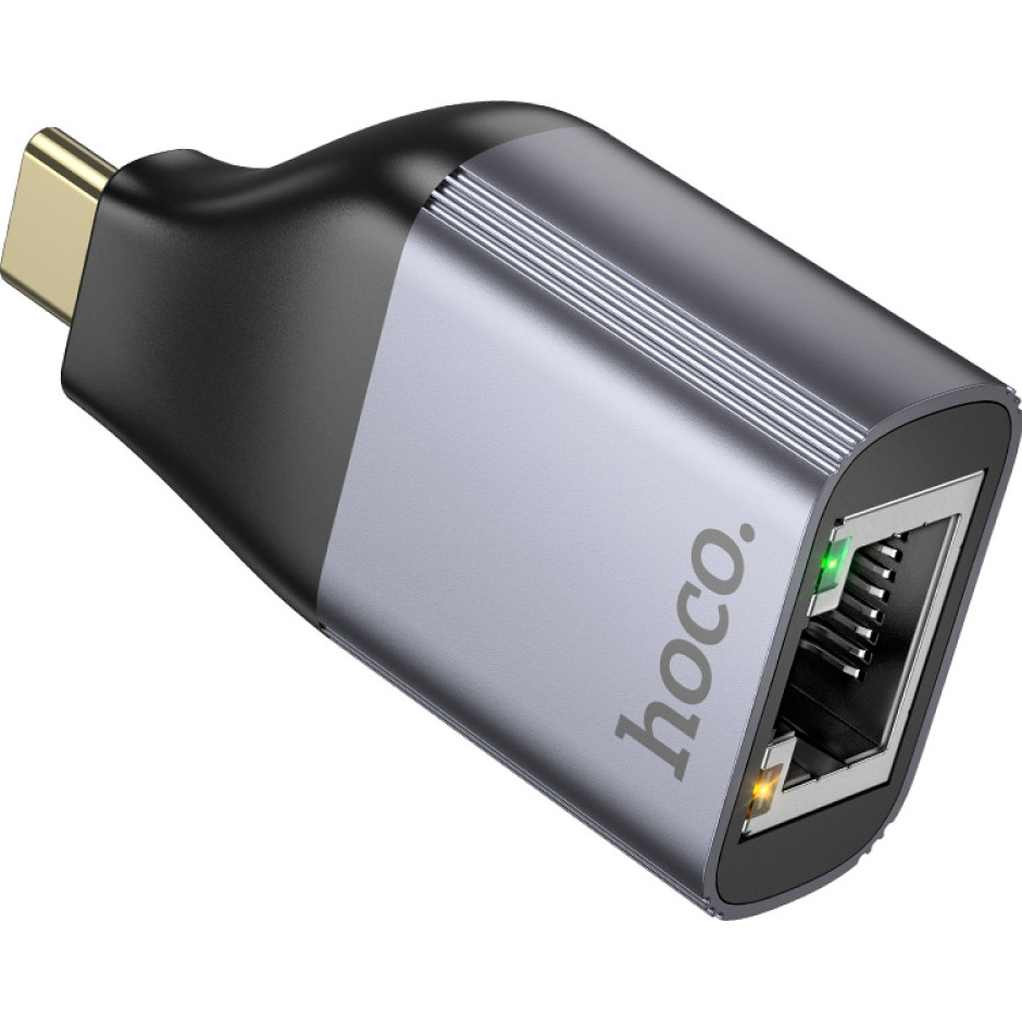 Мережевий адаптер HOCO UA35 Portable OTG Ethernet Adapter Metal Gray