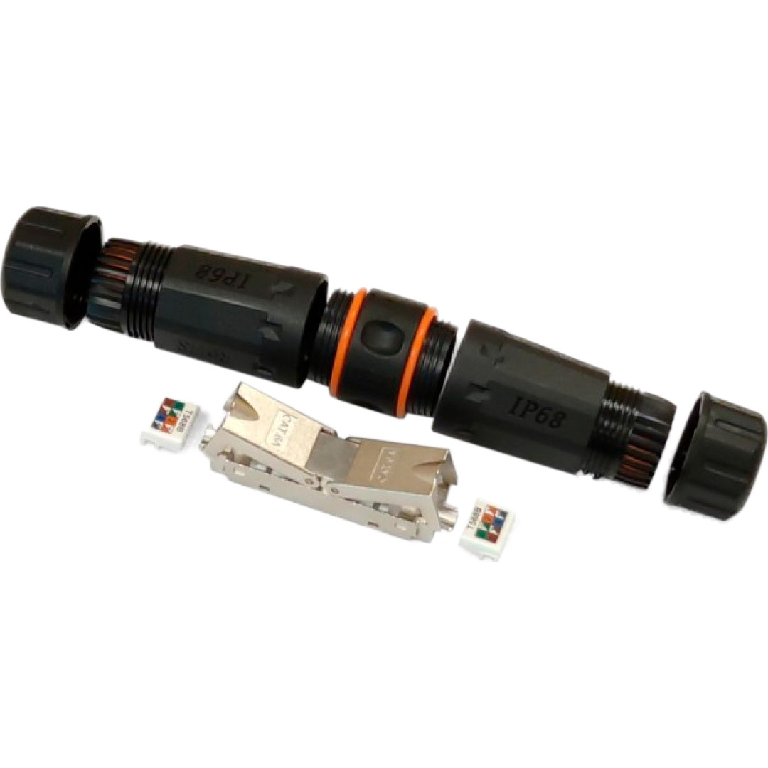 З'єднувач крученої пари ESERVER WT-2611 Cat.6 ,вологозахищений, IP68, Black