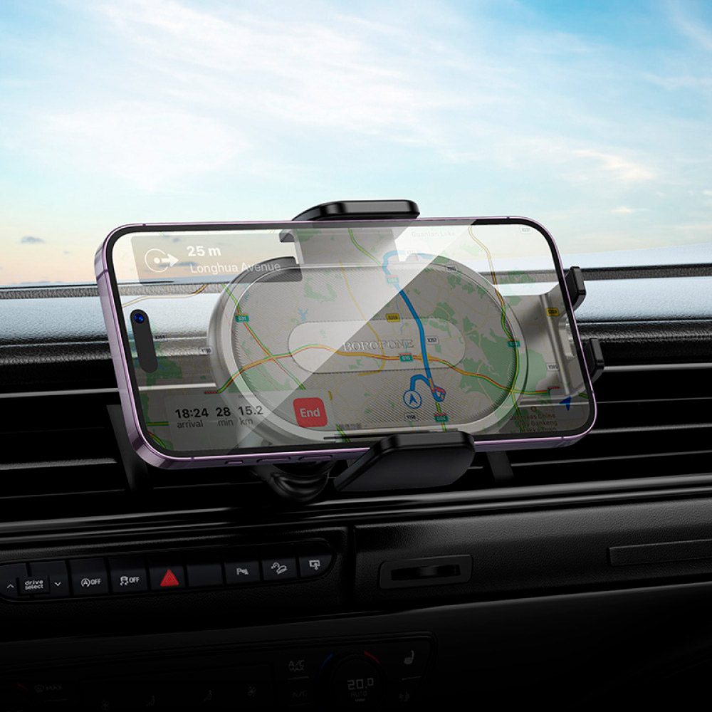 Автотримач для смартфона BOROFONE BH133 Rio Push-Type Car Holder Air Outlet Black