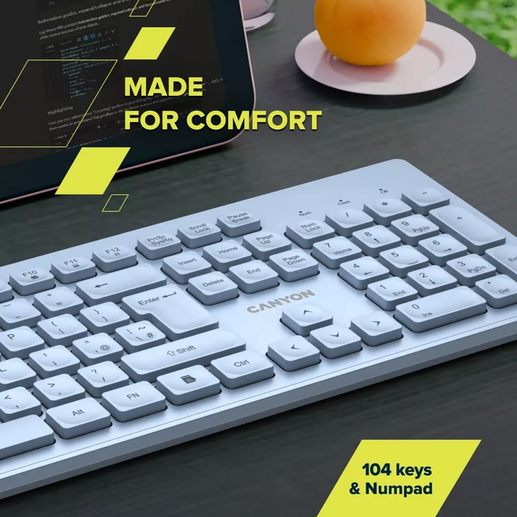 Клавіатура бездротова CANYON HKB-W01 Blue (CNS-HKBW01BL)