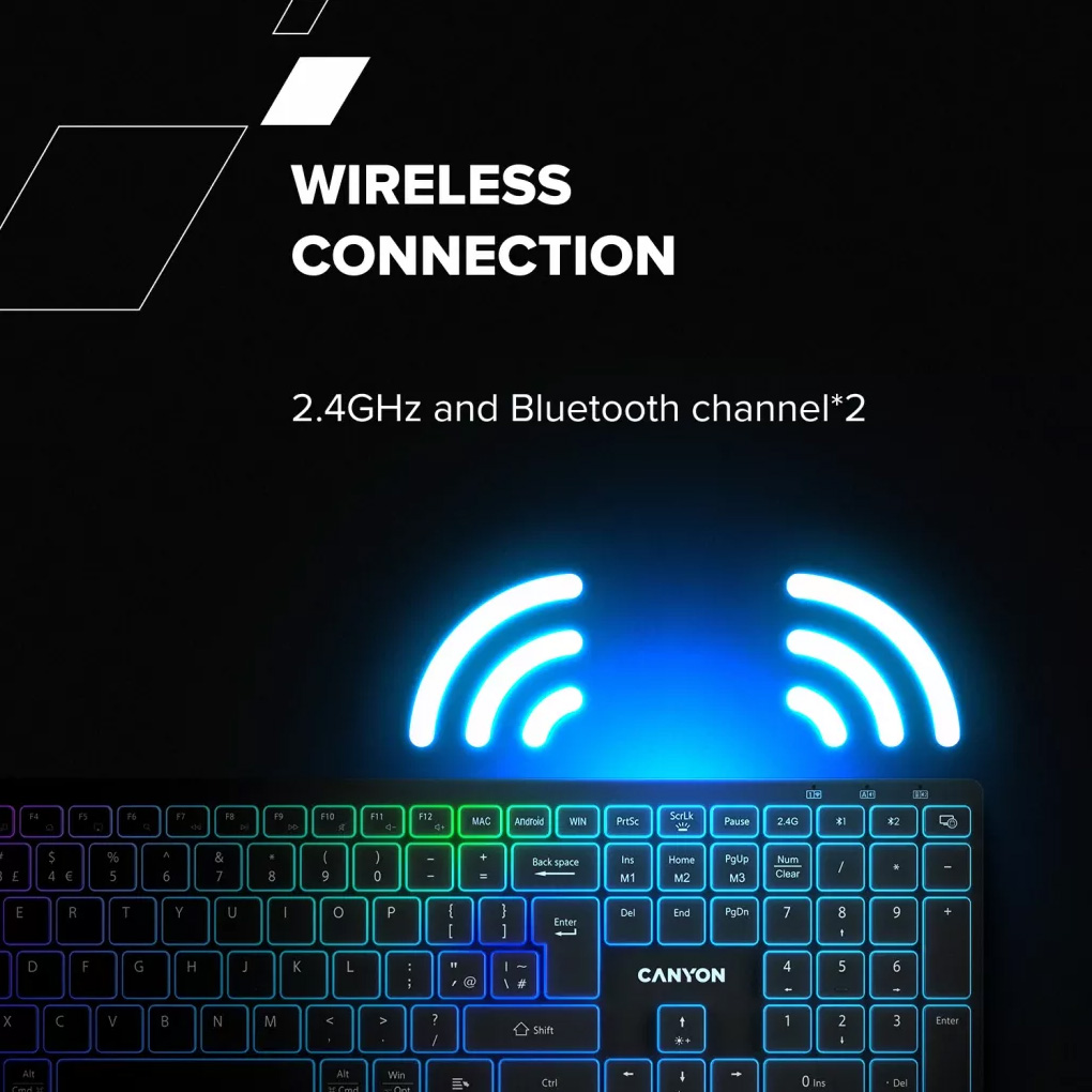 Клавіатура бездротова CANYON HKB-W11 Black (CNS-HBTK11B)