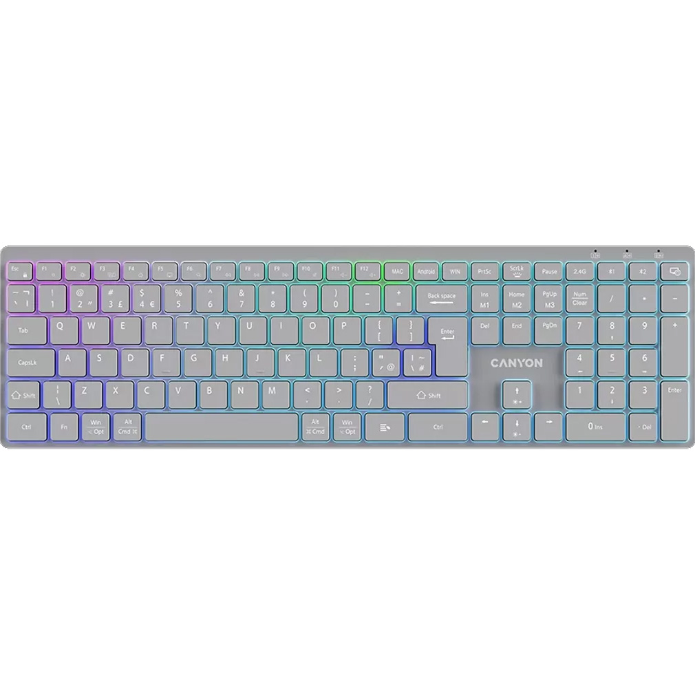 Клавіатура бездротова CANYON HKB-W11 Gray (CNS-HBTK11G)