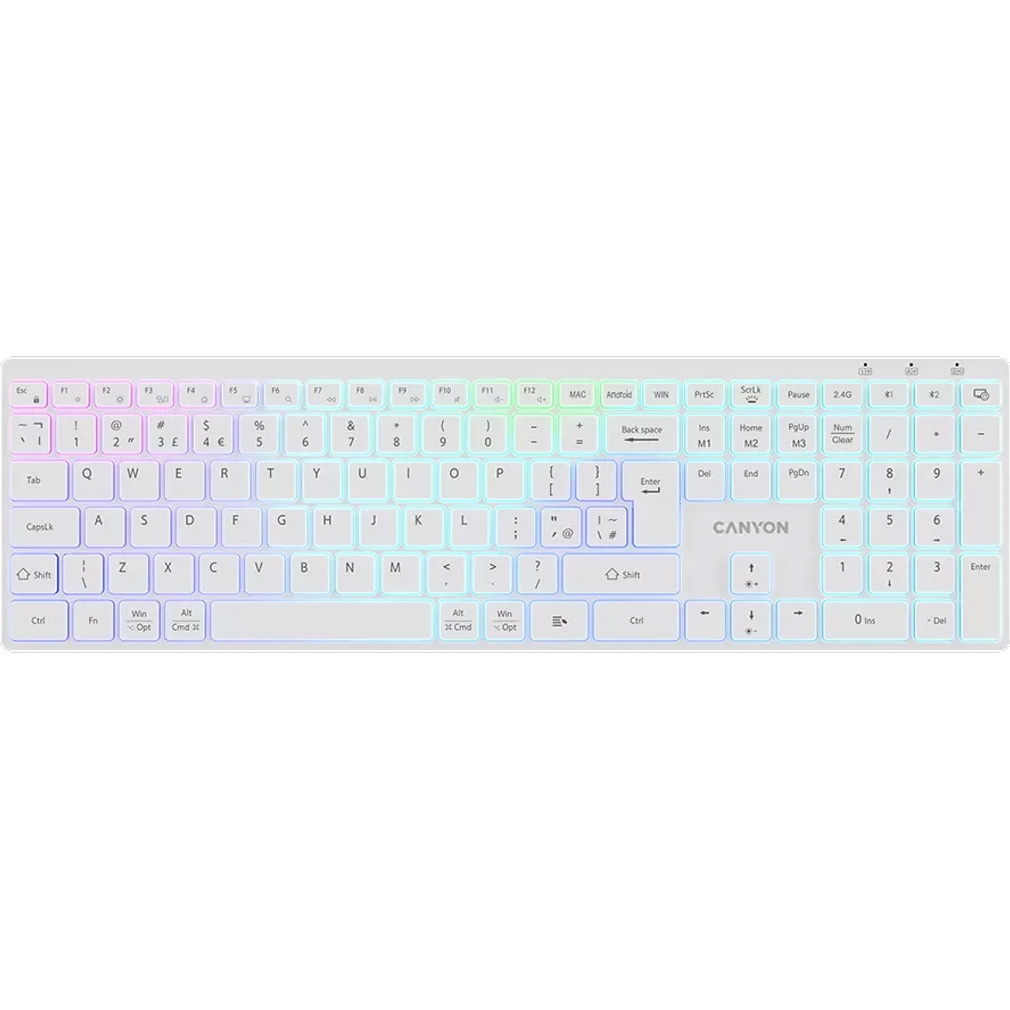 Клавіатура бездротова CANYON HKB-W11 White (CNS-HBTK11W)