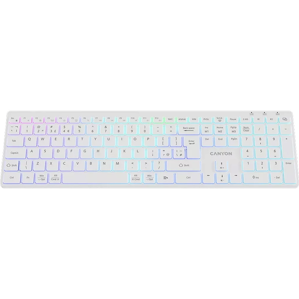 Клавіатура бездротова CANYON HKB-W11 White (CNS-HBTK11W)